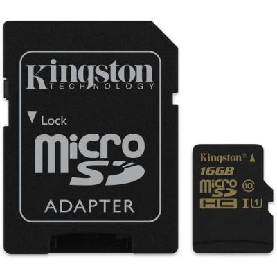 Kingston 16Gb microSDHC Class 10 UHS-I + SD adapter SDCA10/16GB, sdca1016gb