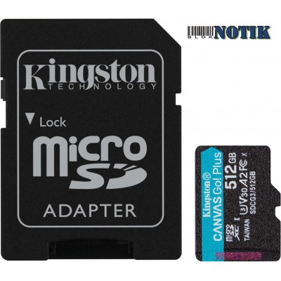 Карта памяти Kingston 128GB microSDXC class 10 UHS-I U3 A2 Canvas Go Plus SDCG3/128GB, sdcg3128gb