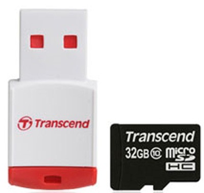 Transcend Miсro-SDHC memory card 32GB + P3 Card Reader, class 10 TS32GUSDHC10-P3, ts32gusdhc10p3