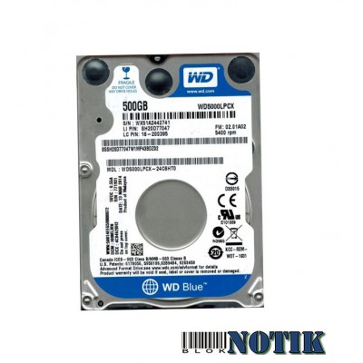 Жесткий диск для ноутбука Western Digital 2.5" 500GB #WD5000LPCX -FR#, wd5000lpcxfr